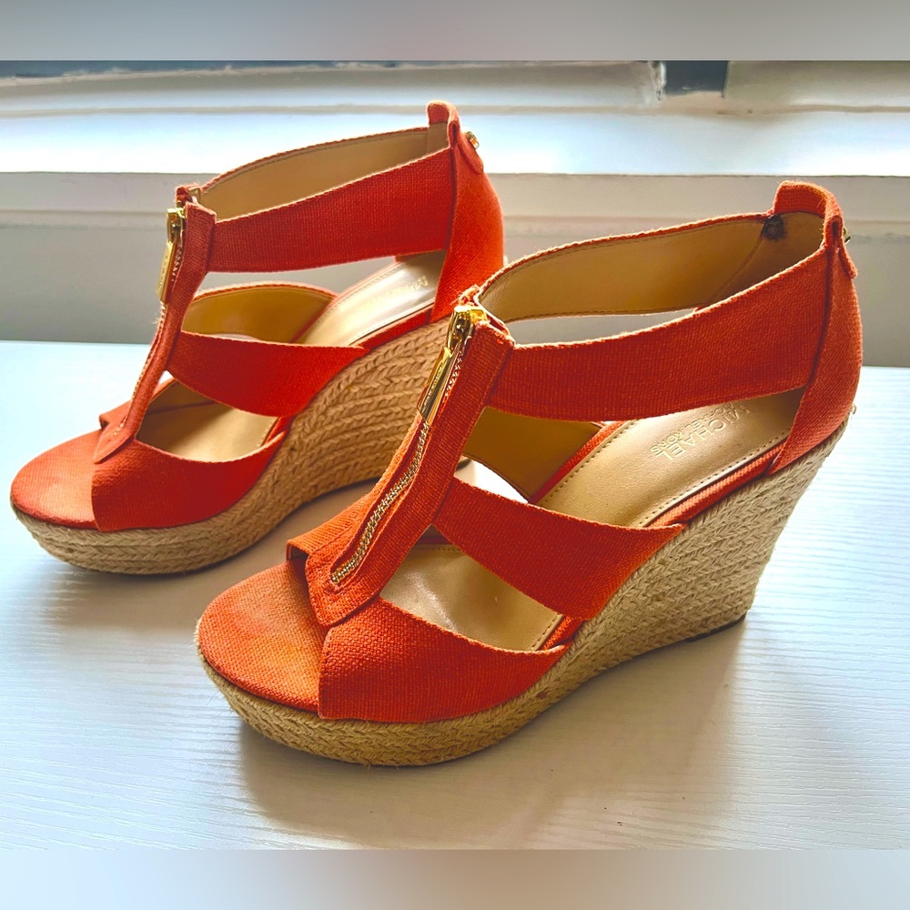 Michael Kors Berkley Wedge with Zip - Orange - Size 7